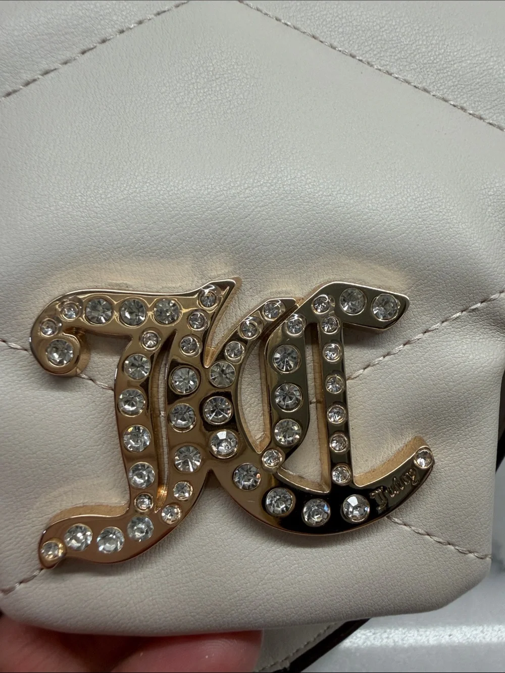Juicy Couture Quilted Crossbody Bag in Cream and Gold Hardware